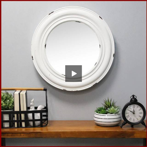 Image of White Priscilla Distressed Wall Mirror - Hen & Tilly 