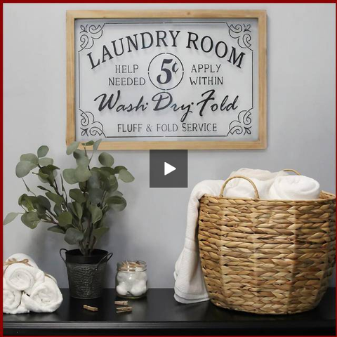 Image of Glass Vintage "Laundry Room" Sign - Hen & Tilly 