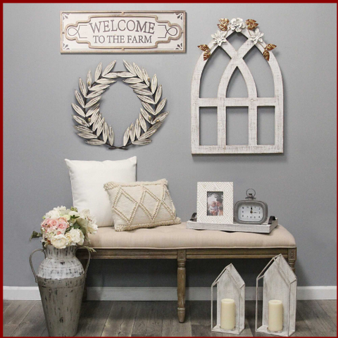 Image of Vintage White Metal Distressed Wreath - Hen & Tilly 