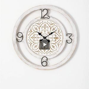 Decorative White Floral Wall Clock - Hen & Tilly 