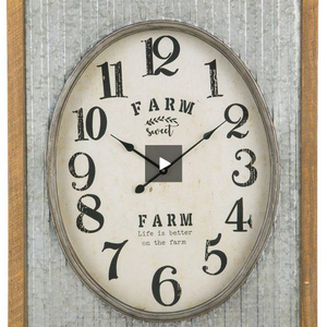 "Farm Sweet Farm" Galvanized Shell Clock - Hen & Tilly 