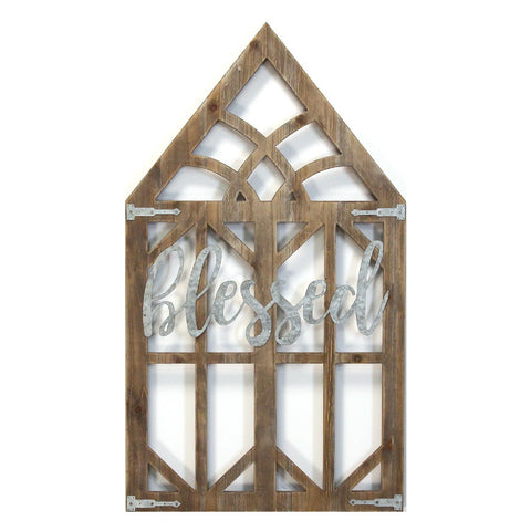 Image of "Blessed" Farmhouse Wooden Window Frame - Hen & Tilly 