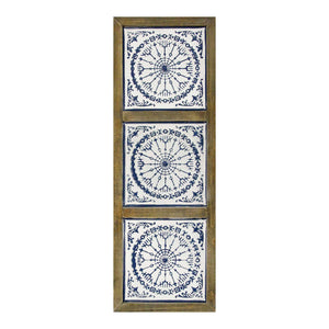 Distressed Blue and White Medallion Wall Decor - Hen & Tilly 