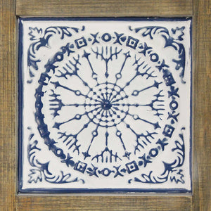 Distressed Blue and White Medallion Wall Decor - Hen & Tilly 