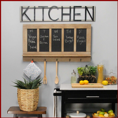 Image of Five Chalkboard Organizer with Metal Hooks - Hen & Tilly 