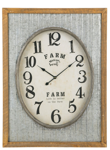 Image of "Farm Sweet Farm" Galvanized Shell Clock - Hen & Tilly 