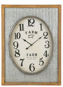 "Farm Sweet Farm" Galvanized Shell Clock - Hen & Tilly 
