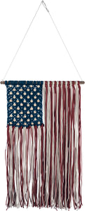 Woven Macrame American Flag Wall Hanging - Hen & Tilly 