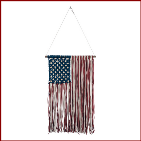 Image of Woven Macrame American Flag Wall Hanging - Hen & Tilly 
