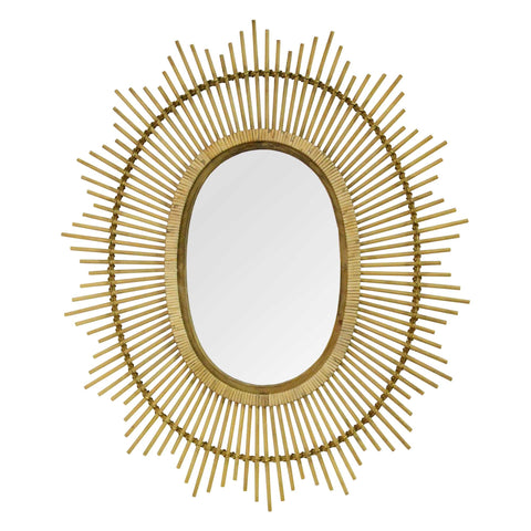Image of Kelly Bamboo Oval Wall Mirror - Hen & Tilly 