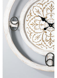 Decorative White Floral Wall Clock - Hen & Tilly 