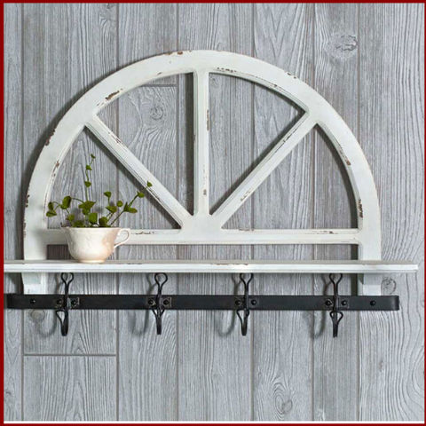 Image of White Distressed Prairie Wall Shelf - Hen & Tilly 