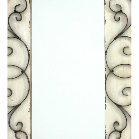 Image of Antiqued Vintage White Scroll Wall Mirror - Hen & Tilly 