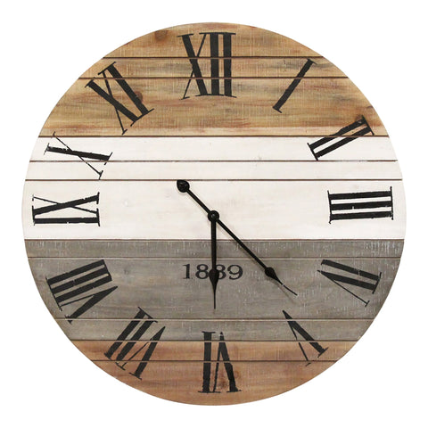 Image of Distressed Multi-Color Roman Numeral Wall Clock - Hen & Tilly 