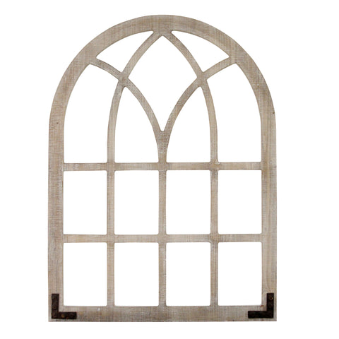 Image of Distressed Arch Window with Metal Accents - Hen & Tilly 