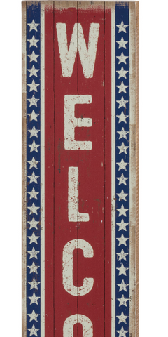 Image of "Welcome" Rustic Vertical Porch Leaner Sign - Hen & Tilly 