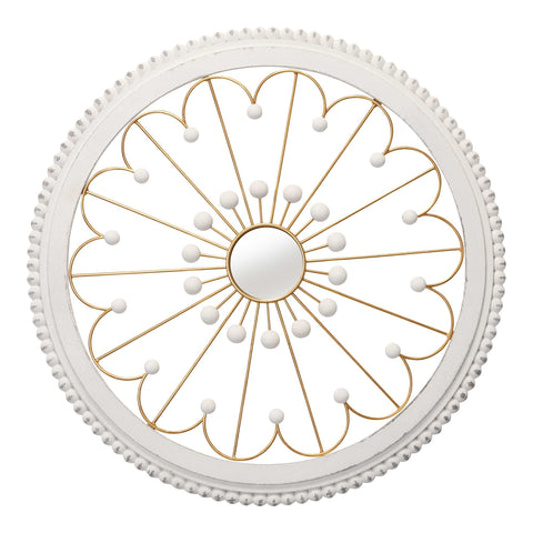 Image of White and Gold Medallion Farmhouse Mirror - Hen & Tilly 