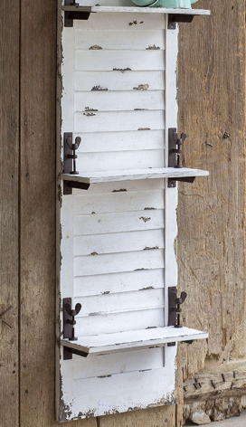 Image of Distressed White Window Shutter Hanging Shelf - Hen & Tilly 