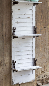 Distressed White Window Shutter Hanging Shelf - Hen & Tilly 