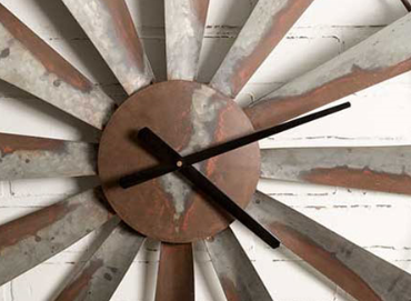 Image of Rustic Windmill Galvanized Wall Clock - Hen & Tilly 